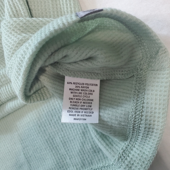 Ocean And Coast Womens XL  Green Waffle Knit Thermal Pajama Top Shirt - Picture 6 of 7